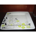 Ceramic Square Plate with Hand Painted Pattern